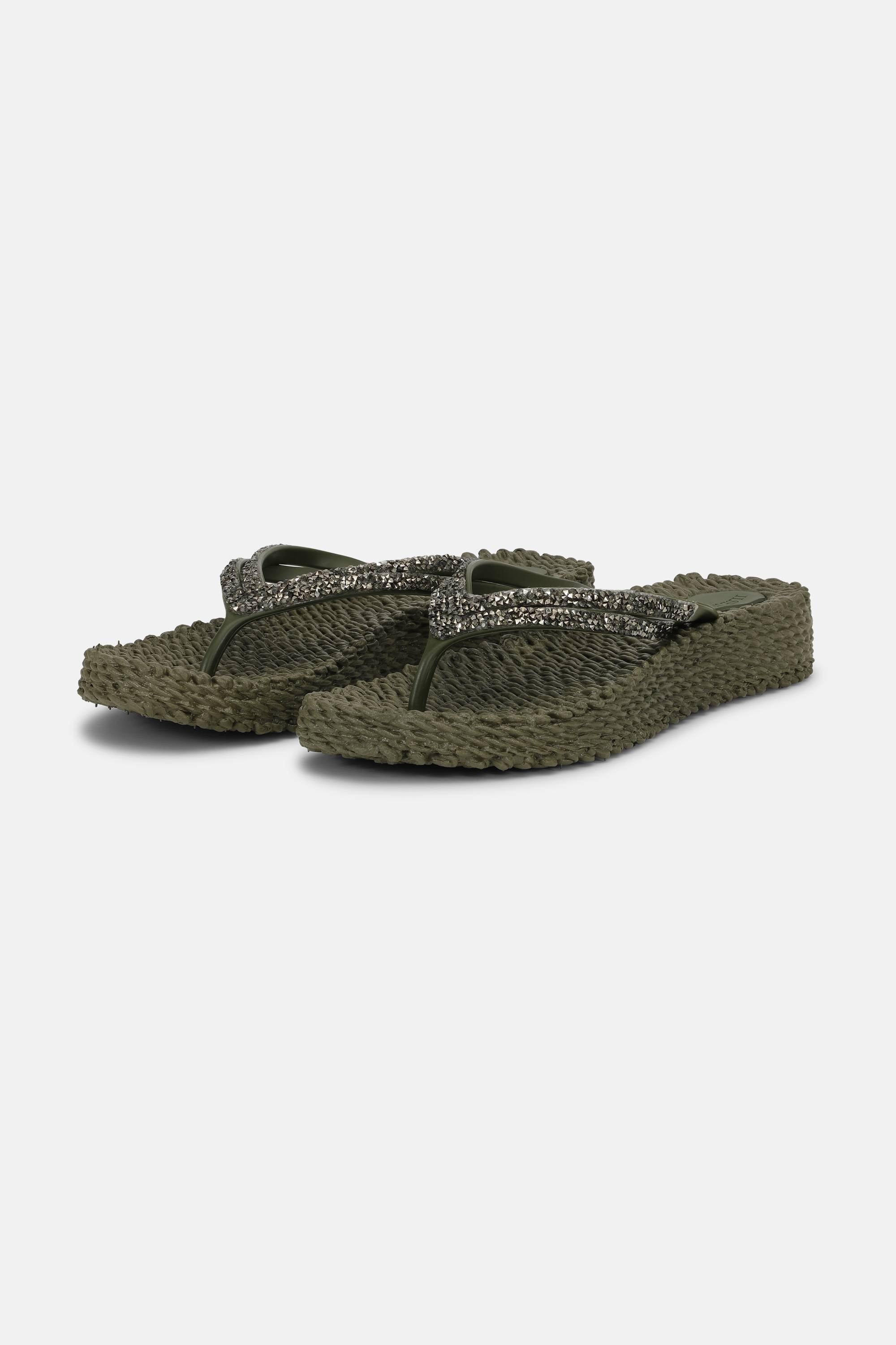 Plateau Flip-Flops Glitzersteine - Army